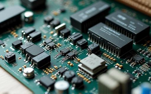 Various high-quality electronic components for audio equipment meticulously arranged on a workbench.