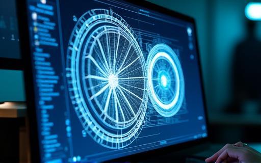 Conceptual CAD drawing of a loudspeaker design on a computer screen, highlighting precision engineering.